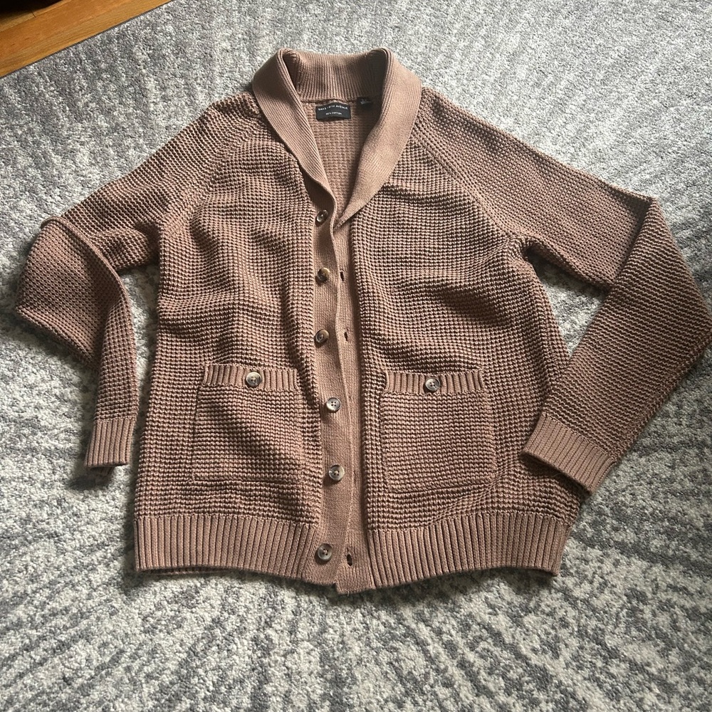 Saks Fifth Avenue Shawl Collar Button-Front Cardigan - Taupe Brown
